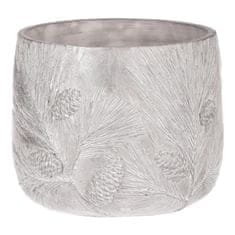 Autronic Betonski okrasni cvetlični lonček, srebrno siv, motiv bora, Ø21 cm