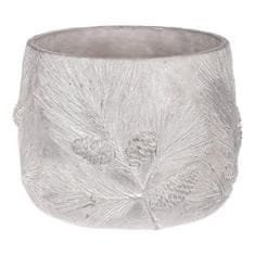 Autronic Betonski okrasni cvetlični lonček, srebrno siv, motiv bora, Ø21 cm