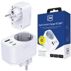 3MK Bela, omrežna polnilnica za hitro polnjenje, za do 4 naprave 3mk Hyper Comfort Charger GaN PD 30W