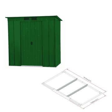 Duramax Pent Roof ECO kovinska vrtna lopa 2,5 m² s talno konstrukcijo, zelena