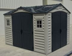 Duramax Duramax Apex Pro vinilna vrtna hišica 7,6 m² s talnim okvirjem, siva/antracitna