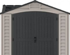 Duramax Duramax Apex Pro vinilna vrtna hišica 7,6 m² s talnim okvirjem, siva/antracitna