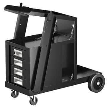 Northix Varilni voziček 4 predali držalo jeklenke 71x38x71 cm črn