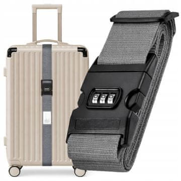 Korbi Korbi varnostni pas za kovček s kodo, siv