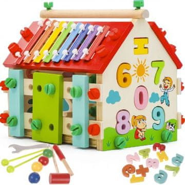 Kruzzel Kruzzel Montessori lesena didaktična hiška 5v1