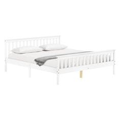 eoshop Dvoposteljna postelja TORINO 180x200 cm, masivni bor, bela lakirana, z letvicami