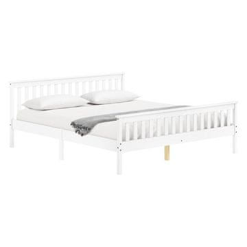 eoshop Dvoposteljna postelja TORINO 180x200 cm, masivni bor, bela lakirana, z letvicami