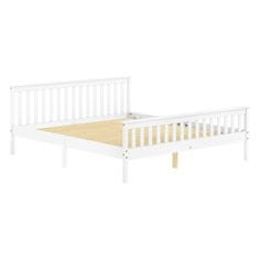 eoshop Dvoposteljna postelja TORINO 180x200 cm, masivni bor, bela lakirana, z letvicami