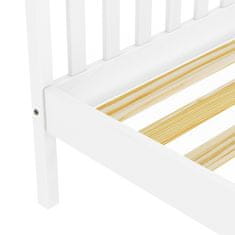eoshop Dvoposteljna postelja TORINO 180x200 cm, masivni bor, bela lakirana, z letvicami