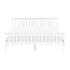 eoshop Dvoposteljna postelja TORINO 180x200 cm, masivni bor, bela lakirana, z letvicami