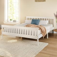 eoshop Dvoposteljna postelja TORINO 180x200 cm, masivni bor, bela lakirana, z letvicami
