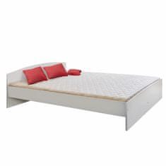 eoshop Zakonska postelja 180x200 cm, bela lamino, dekor buk, z vzglavjem
