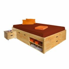 eoshop Večnamenska zakonska postelja KLASA 160x200 cm, masiven bor, z odlagalnim prostorom