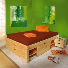 eoshop Večnamenska zakonska postelja KLASA 160x200 cm, masiven bor, z odlagalnim prostorom