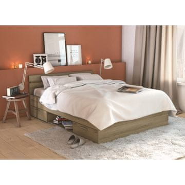 eoshop Večnamenska postelja MICHIGAN 140x200, hrast Kronberg, s predali