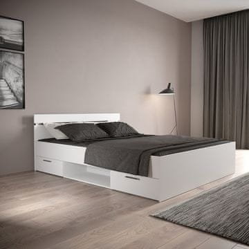 eoshop Večnamenska postelja MICHIGAN 160x200 cm, biserno bela, s 2 predaloma