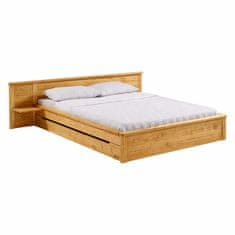 eoshop Dvoposteljna postelja KOMFORT 180x200 cm iz masivnega bora, lakirana, z letvenim dnom