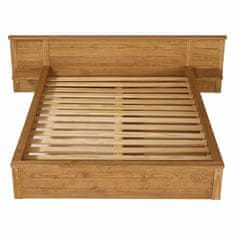 eoshop Masivna borova postelja KOMFORT 180x200 cm, voskan zaključek z letvičastim okvirjem