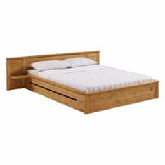 eoshop Masivna borova postelja KOMFORT 180x200 cm, voskan zaključek z letvičastim okvirjem