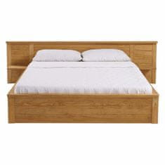 eoshop Masivna borova postelja KOMFORT 180x200 cm, voskan zaključek z letvičastim okvirjem