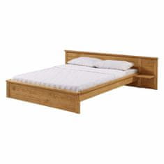 eoshop Masivna borova postelja KOMFORT 180x200 cm, voskan zaključek z letvičastim okvirjem