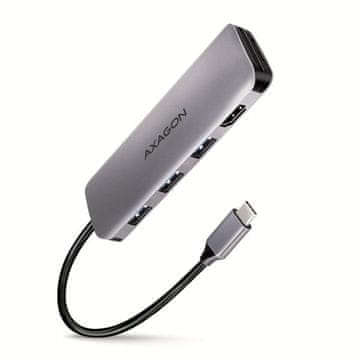 AXAGON HMC-HCR3A, vozlišče USB 3.2 Gen 1, 3x vrata USB-A, HDMI 4k/30Hz, SD/microSD, kabel USB-C 20 cm