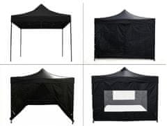 Greenline pop-up paviljon s kompletom 4 sten - 3x3m - črn