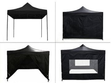 Greenline pop-up paviljon s kompletom 4 sten - 3x3m - črn