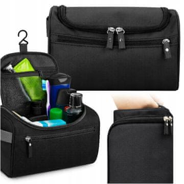 Korbi Velika viseča potovalna kozmetična torbica črna