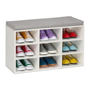 Northix Klop za čevlje z oblazinjenim sedežem in predelki za shranjevanje, siva