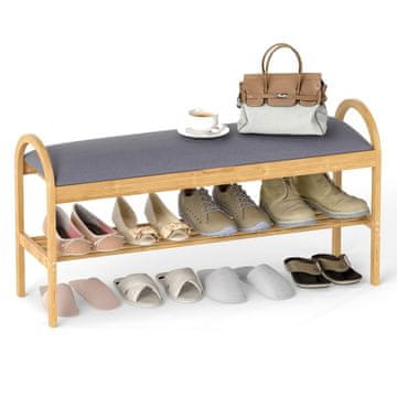 Northix Bambusova klop za čevlje z oblazinjenim sedežem in skritim prostorom za shranjevanje