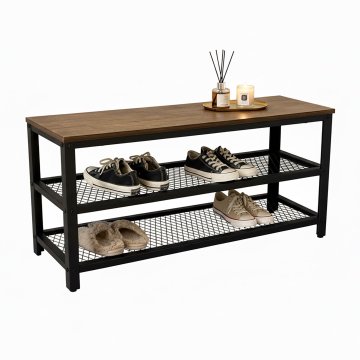 Northix Klop za čevlje s sedežem in dvema žičnima policama za predsobo, prostorsko varčen organizator