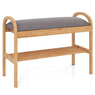 Northix Bambusova klop za čevlje s shrambo in blazinastim sedežem, 2-nivojska