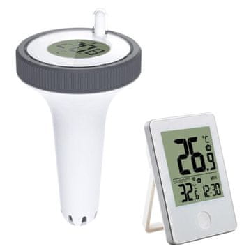 HOME & MARKER® Brezžični plavajoči termometer za bazen IP67, 60 m doseg, LCD zaslon, natančen senzor | POOLMETER