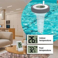 HOME & MARKER® Brezžični plavajoči termometer za bazen IP67, 60 m doseg, LCD zaslon, natančen senzor | POOLMETER