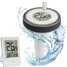 HOME & MARKER® Brezžični plavajoči termometer za bazen IP67, 60 m doseg, LCD zaslon, natančen senzor | POOLMETER