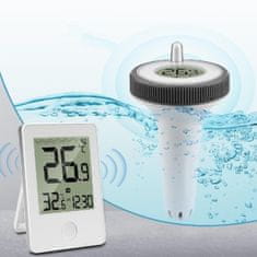 HOME & MARKER® Brezžični plavajoči termometer za bazen IP67, 60 m doseg, LCD zaslon, natančen senzor | POOLMETER