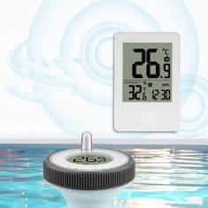 HOME & MARKER® Brezžični plavajoči termometer za bazen IP67, 60 m doseg, LCD zaslon, natančen senzor | POOLMETER