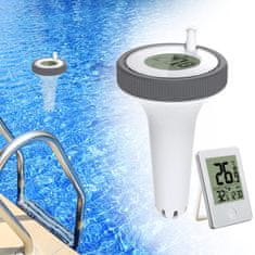 HOME & MARKER® Brezžični plavajoči termometer za bazen IP67, 60 m doseg, LCD zaslon, natančen senzor | POOLMETER