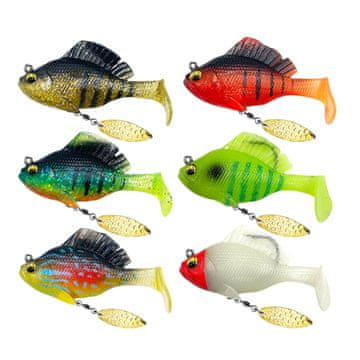 HOME & MARKER® Ribolovne vabe 6 kosov, 10 g, 3D plavalni rep, skriti trnek in vrtljivo rezilo | FISOLOVKA