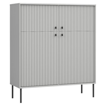 KONDELA Štirivratna komoda Aris 2D2D - siva / črna