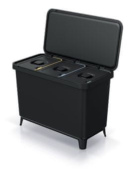 Prosperplast Prosperplast SYSTEMA koš za ločevanje odpadkov 3x10 l, črn