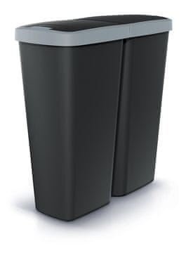 Prosperplast Koš za smeti Prosperplast Compacta Q Duo 50 l, črn s svetlo sivim pokrovom