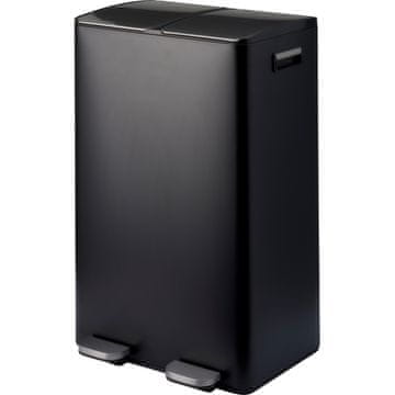 Excellent Houseware Dvojni pedalni koš za ločevanje odpadkov 2x30 l, črn, kromirano jeklo