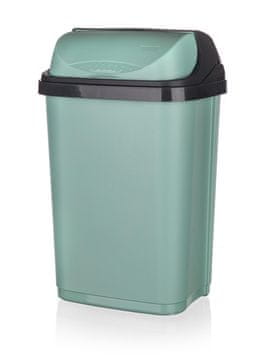 keeeper Pravokoten izvlečni koš za odpadke 25 l z zložljivim pokrovom, zelen, plastika