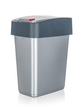 keeeper Pravokotni koš za smeti s preklopnim pokrovom 10 l, plastika, srebrno-siv
