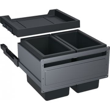 Franke Izvlečni koš za ločevanje odpadkov 2x26 l s predalom in ogljenim filtrom GRASS, črn/siv