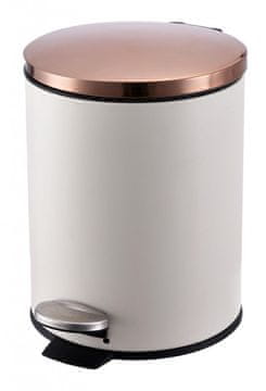 eoshop Okrogel kovinski koš za smeti na pedal 20 l, bel/baker, s plastičnim vložkom