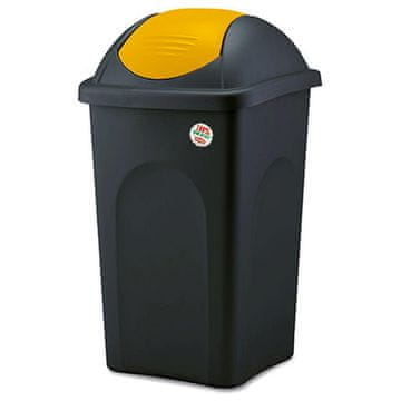 Stefanplast Plastični odpadni koš MULTIPAT 60 l, kvadraten, črn/rumen pokrov