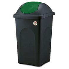 Stefanplast Koš za smeti MULTIPAT 60 l, kvadraten, črn z zelenim preklopnim pokrovom